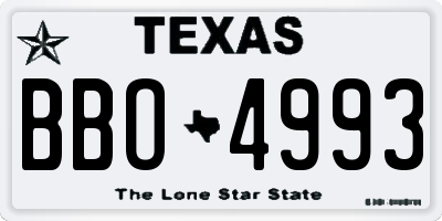 TX license plate BBO4993