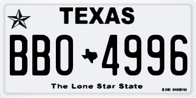 TX license plate BBO4996
