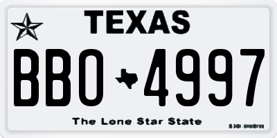TX license plate BBO4997