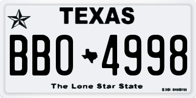 TX license plate BBO4998