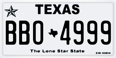 TX license plate BBO4999
