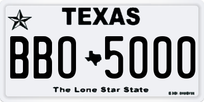 TX license plate BBO5000