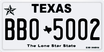 TX license plate BBO5002