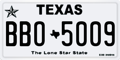 TX license plate BBO5009