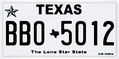 TX license plate BBO5012