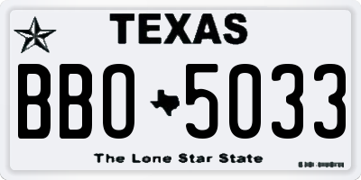TX license plate BBO5033
