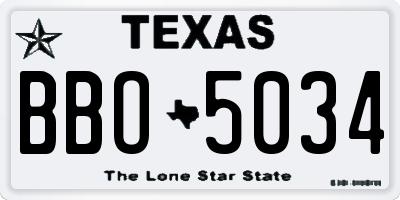 TX license plate BBO5034