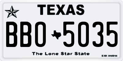 TX license plate BBO5035