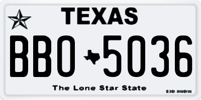 TX license plate BBO5036