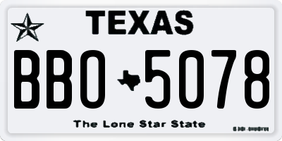 TX license plate BBO5078