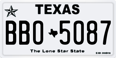 TX license plate BBO5087