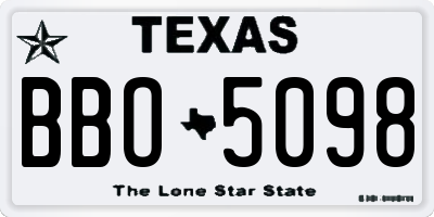 TX license plate BBO5098