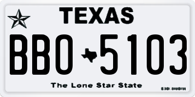 TX license plate BBO5103