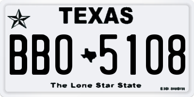 TX license plate BBO5108