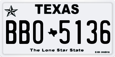 TX license plate BBO5136