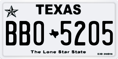 TX license plate BBO5205