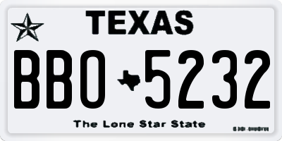 TX license plate BBO5232