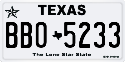 TX license plate BBO5233