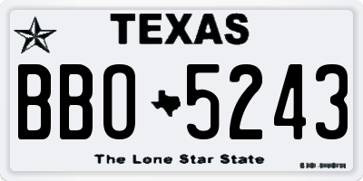 TX license plate BBO5243