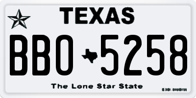 TX license plate BBO5258