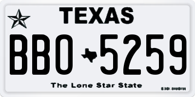 TX license plate BBO5259