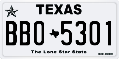 TX license plate BBO5301