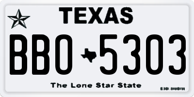 TX license plate BBO5303
