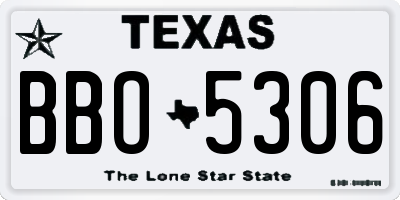 TX license plate BBO5306
