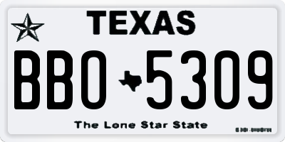 TX license plate BBO5309