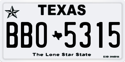 TX license plate BBO5315