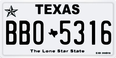 TX license plate BBO5316