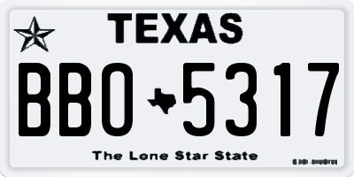 TX license plate BBO5317