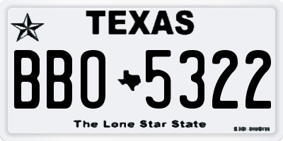 TX license plate BBO5322