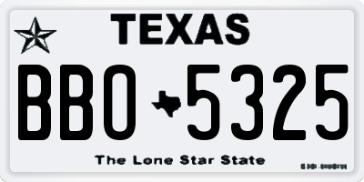 TX license plate BBO5325
