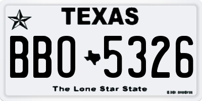 TX license plate BBO5326