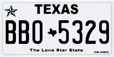 TX license plate BBO5329