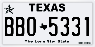 TX license plate BBO5331