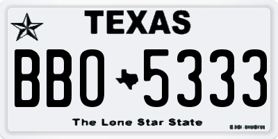 TX license plate BBO5333