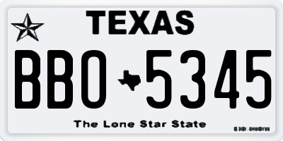 TX license plate BBO5345