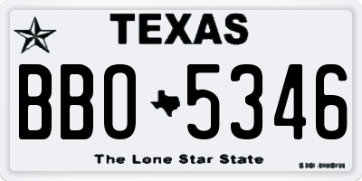 TX license plate BBO5346