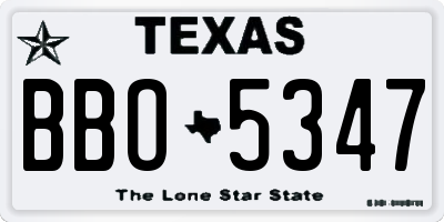 TX license plate BBO5347