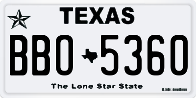 TX license plate BBO5360