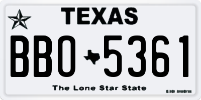 TX license plate BBO5361