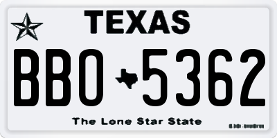 TX license plate BBO5362