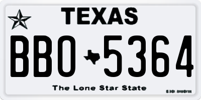 TX license plate BBO5364
