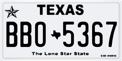TX license plate BBO5367