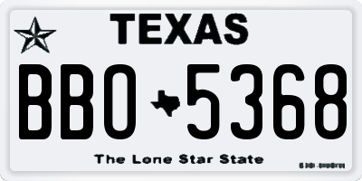 TX license plate BBO5368