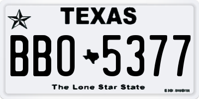 TX license plate BBO5377
