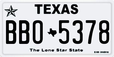 TX license plate BBO5378
