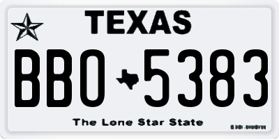 TX license plate BBO5383